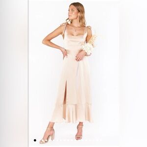 Show Me Your Mumu Claire Midi Dress (Size S, Champagne)